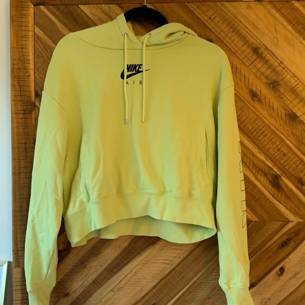 Nike Lime Green Cropped Hoodie Sweatshirt